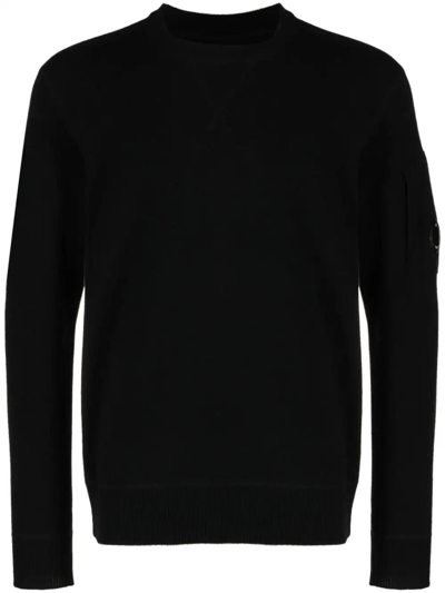 Shop C.p. Company Knit Sweatshirt In Black  