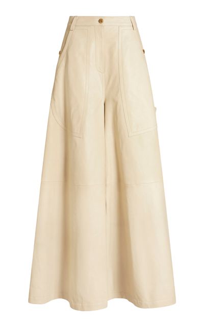 Shop Etro Leather Wide-leg Cargo Pants In Neutral