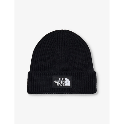 The North Face Mens Tnf Black Brand-patch Ribbed Knitted Beanie In Tnf Black