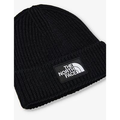 The North Face Mens Tnf Black Brand-patch Ribbed Knitted Beanie In Tnf Black
