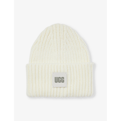 Ugg Womens Nimbus Logo-patch Knitted Beanie In Nimbus