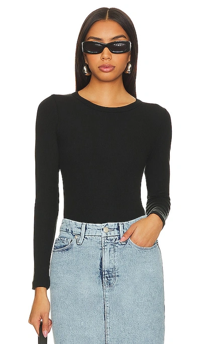 Shop Pistola Bailey Long Sleeve Crew Neck Bodysuit In Black