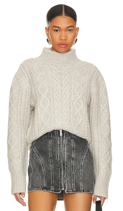 Rag & Bone Brody Mock Neck Cable Stitch Sweater In Light Grey