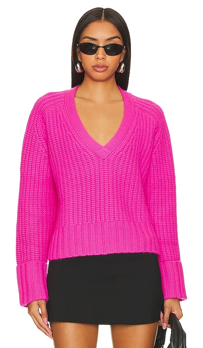 Shop Autumn Cashmere Chunky V-neck Sweater In Pink