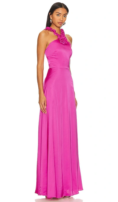 Shop Amur Priyanka Rosette Gown In Pink