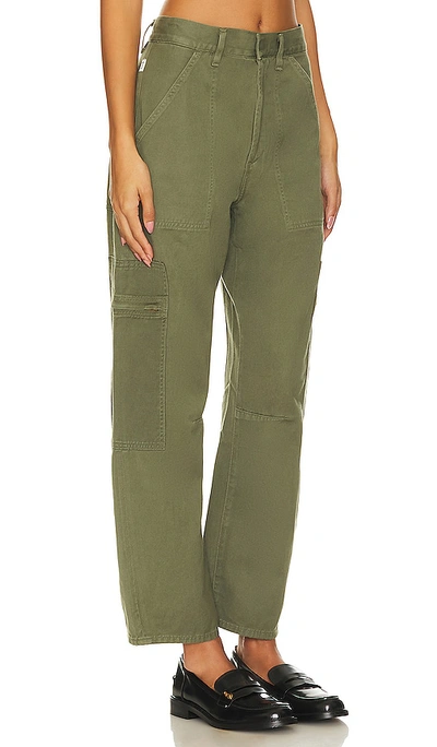 Citizens Of Humanity Marcelle Straight Twill Cargo Pants In Olive