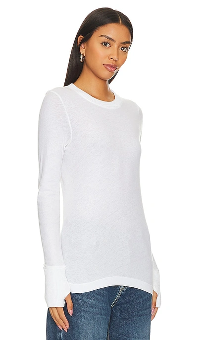 Enza Costa Cuffed Crew Neck Top In White
