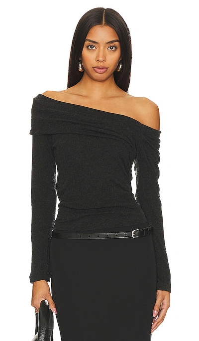 Shop Enza Costa Cashmere One-shoulder Top In Charcoal