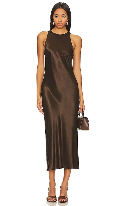 Rails Solene Satin Midi Dress In Brown