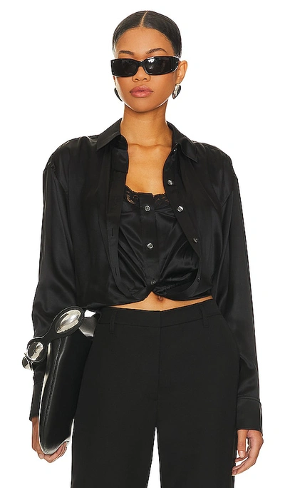 Shop Alexander Wang Button Down With Integrated Cami In Black