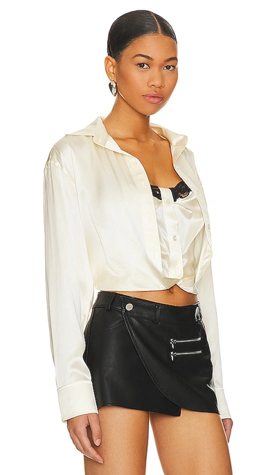 Shop Alexander Wang Button Down With Integrated Cami In Ivory