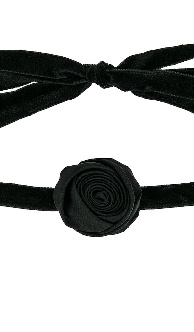 Shop Lele Sadoughi Silk Rosette Ribbon Choker In Black