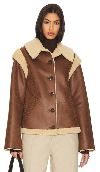 Shop Lpa Bona Shearling Jacket In Brown