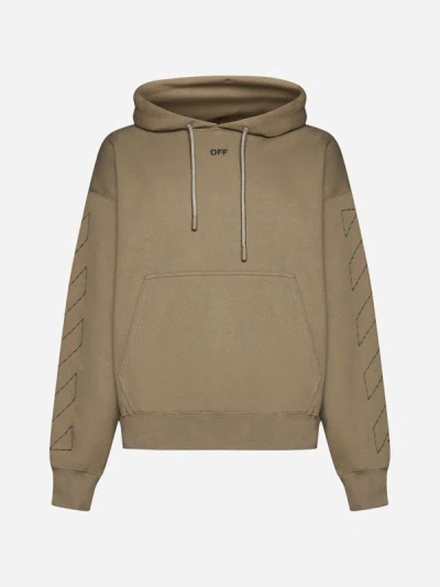 Off-white Off White Off Stitch Skate Hoodie In Beige,black