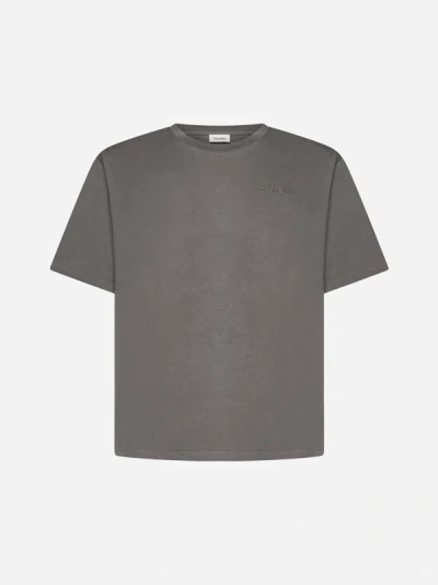 Shop Nanushka Reece Cotton T-shirt In Wordmark Asphalt