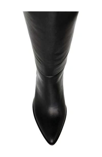 Shop Steve Madden Bixby Pointed Toe Knee High Boot In Black Leather
