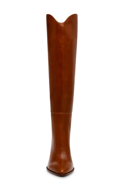 Shop Steve Madden Bixby Pointed Toe Knee High Boot In Cognac Leather