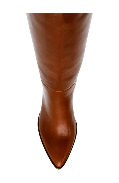Shop Steve Madden Bixby Pointed Toe Knee High Boot In Cognac Leather