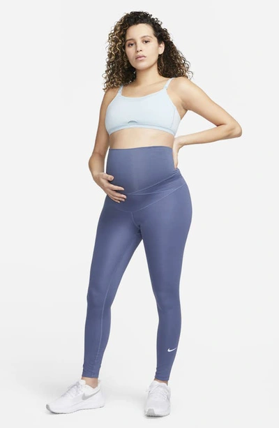 Shop Nike Maternity Performance Leggings In Diffused Blue/ Football Grey