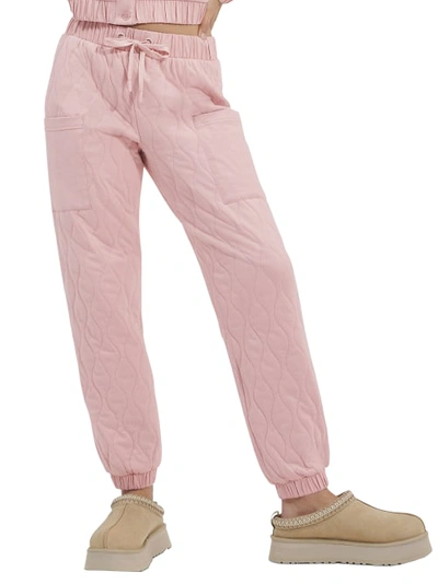Shop Ugg Lelia Quilted Joggers In Mauve