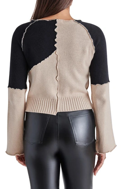 Shop Steve Madden Rylee Colorblock Reverse Seam Sweater In New Taupe