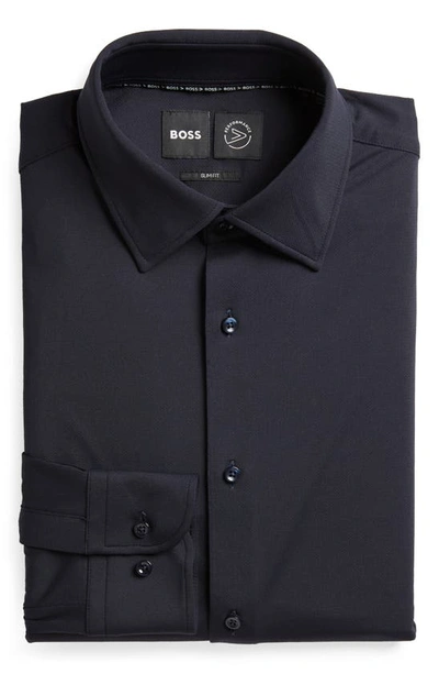 Boss by Men's performance-stretch Slim-Fit Shirt - Dark Blue