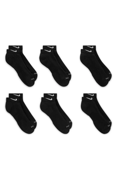 Shop Nike Kids' 6-pack Comfort Plus Dri-fit Cushioned Ankle Socks In Black/ White