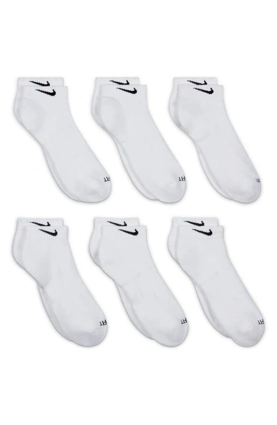 Shop Nike Kids' 6-pack Comfort Plus Dri-fit Cushioned Ankle Socks In White/ Black