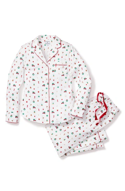 Shop Petite Plume Winter Nostalgia Print Cotton Flannel Pajamas In White