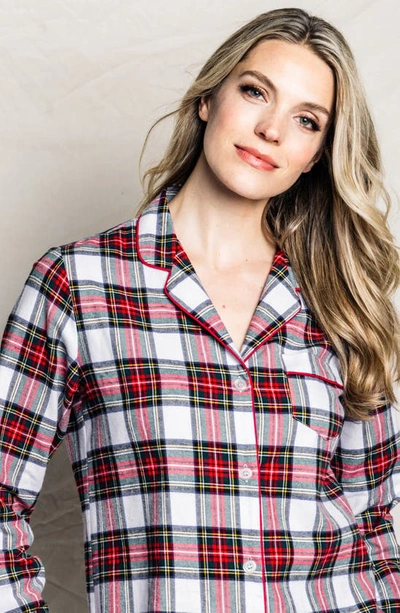 Petite Plume Balmoral Tartan Cotton Flannel Pajamas In White
