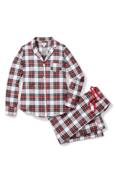 Shop Petite Plume Balmoral Tartan Cotton Flannel Pajamas In White