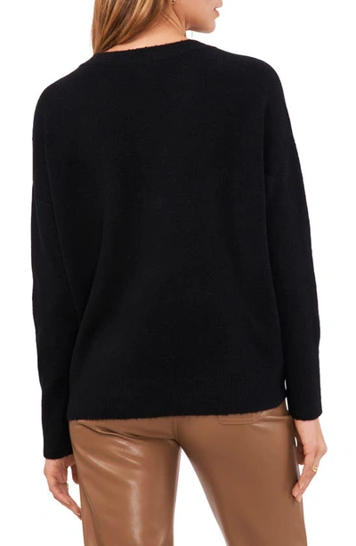 Vince Camuto Drop Shoulder V-neck Sweater In Rich Black