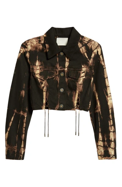 Shop Dion Lee V-wire Tie Dye Crop Denim Jacket In Black Multi