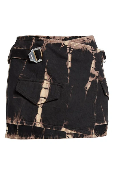 Shop Dion Lee Tie Dye Utility Denim Wrap Miniskirt In Black Multi