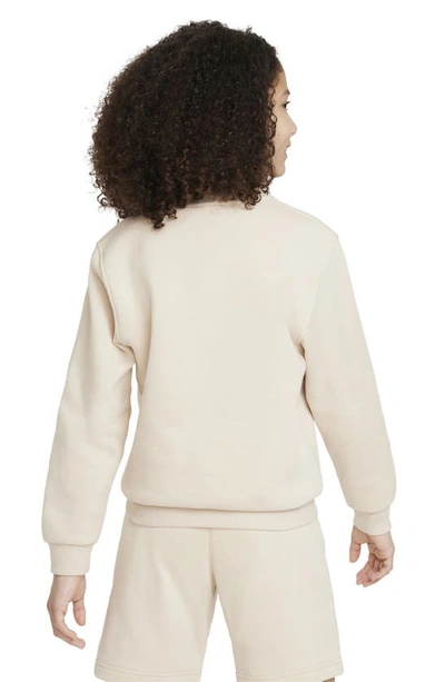 Shop Nike Kids' Club Fleece Crewneck Sweatshirt In Sanddrift/ White