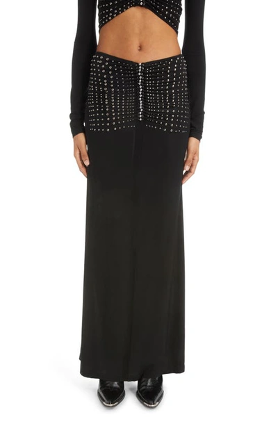 Shop Rabanne Sparkle Detail Column Maxi Skirt In Black