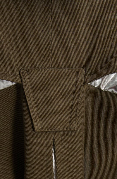 Shop Rabanne Metallic Detail Cotton Gabardine Trench Coat In Dark Green