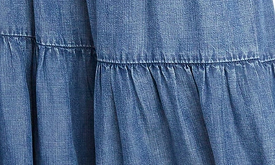 Wash Lab Denim Contrast Tiered Denim Maxi Skirt In Denim Love