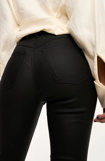 Shop Asos Design Coated Stretch Sculpting Flare Jeans In Black