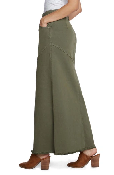 Wash Lab Denim Pieced Denim Maxi Skirt In Dusty Green