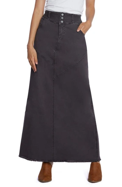 Shop Wash Lab Denim Pieced Denim Maxi Skirt In Dark Smoke