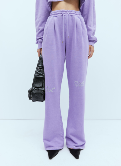 Shop Avavav Crystal Embellished Track Pants In Purple