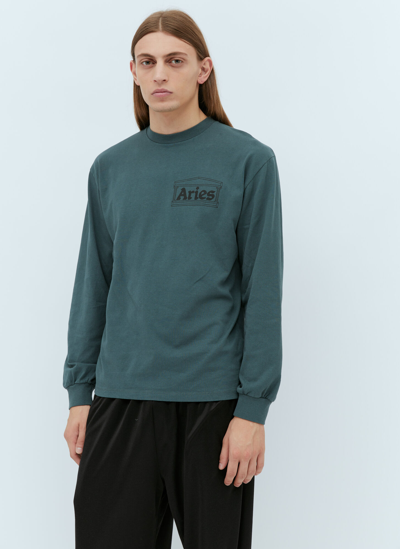 Shop Aries Temple Long Sleeve T-shirt In Dark Green