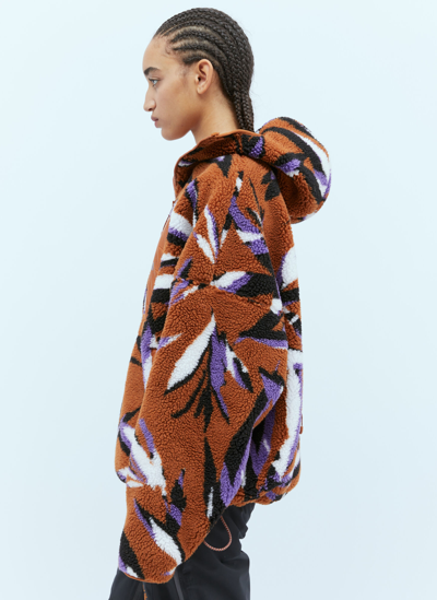 Shop Adidas By Stella Mccartney Hooded Jacquard Fleece Jacket In Orange