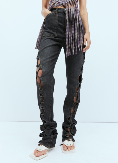 Shop Avavav Cut-out Mom Denim Jeans In Black