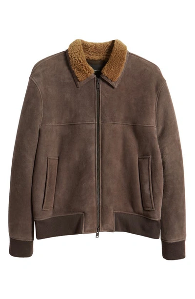 Shop Vince Genuine Shearling & Suede Bomber Jacket In Palomar/ Camel