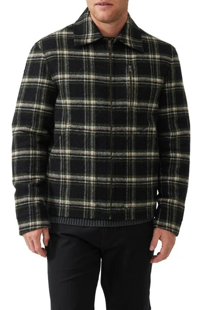 Shop Rodd & Gunn Iverness Plaid Wool Blend Zip-up Shirt Jacket In Onyx
