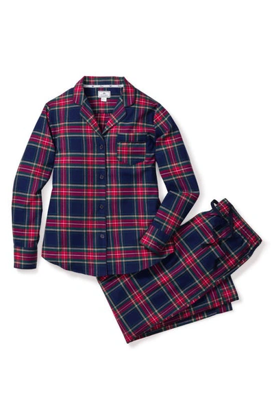 Shop Petite Plume Windsor Tartan Cotton Pajamas In Navy