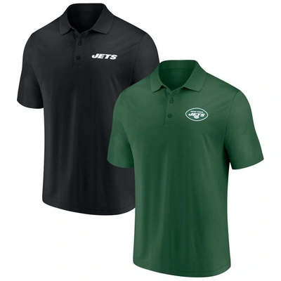 Shop Fanatics Branded Green/black New York Jets Dueling Two-pack Polo Set