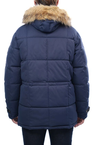 Shop Rainforest Summit Water Resistant Hooded Quilted Parka With Faux Fur Trim In Mood Indigo